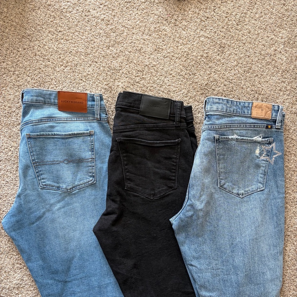 Lucky Brand Bundle Women’s Size 12 Light Blue, Black, and Distressed Blue Jeans